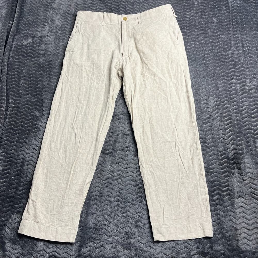 Buck Mason natural linen hopsack carry on pants trousers size 30